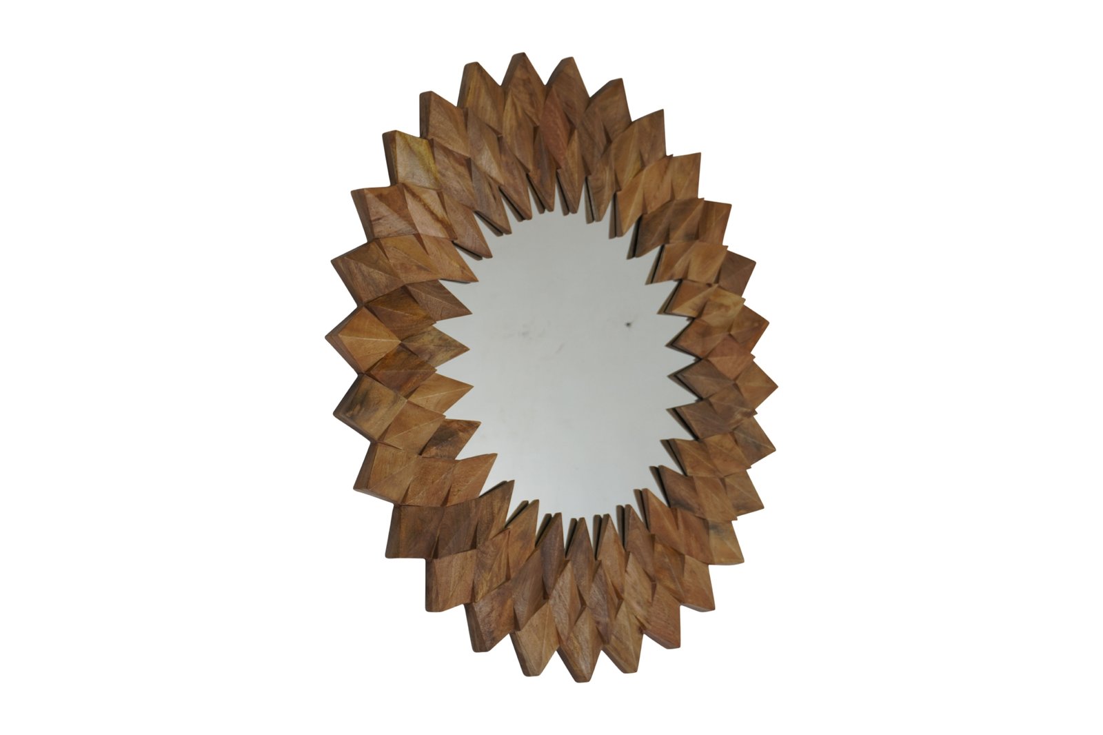 Wooden round diamond parqutery design mirror