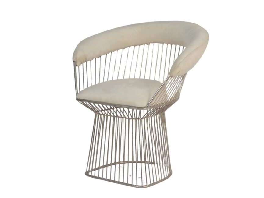 Iron wire chair with fabric back and seat