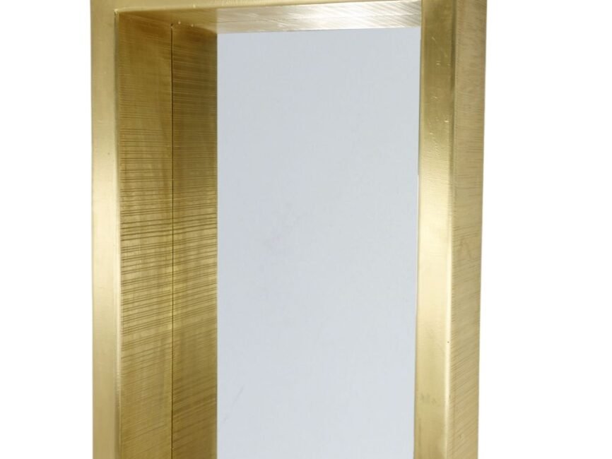 Wooden brass cladded deep mirror with line design