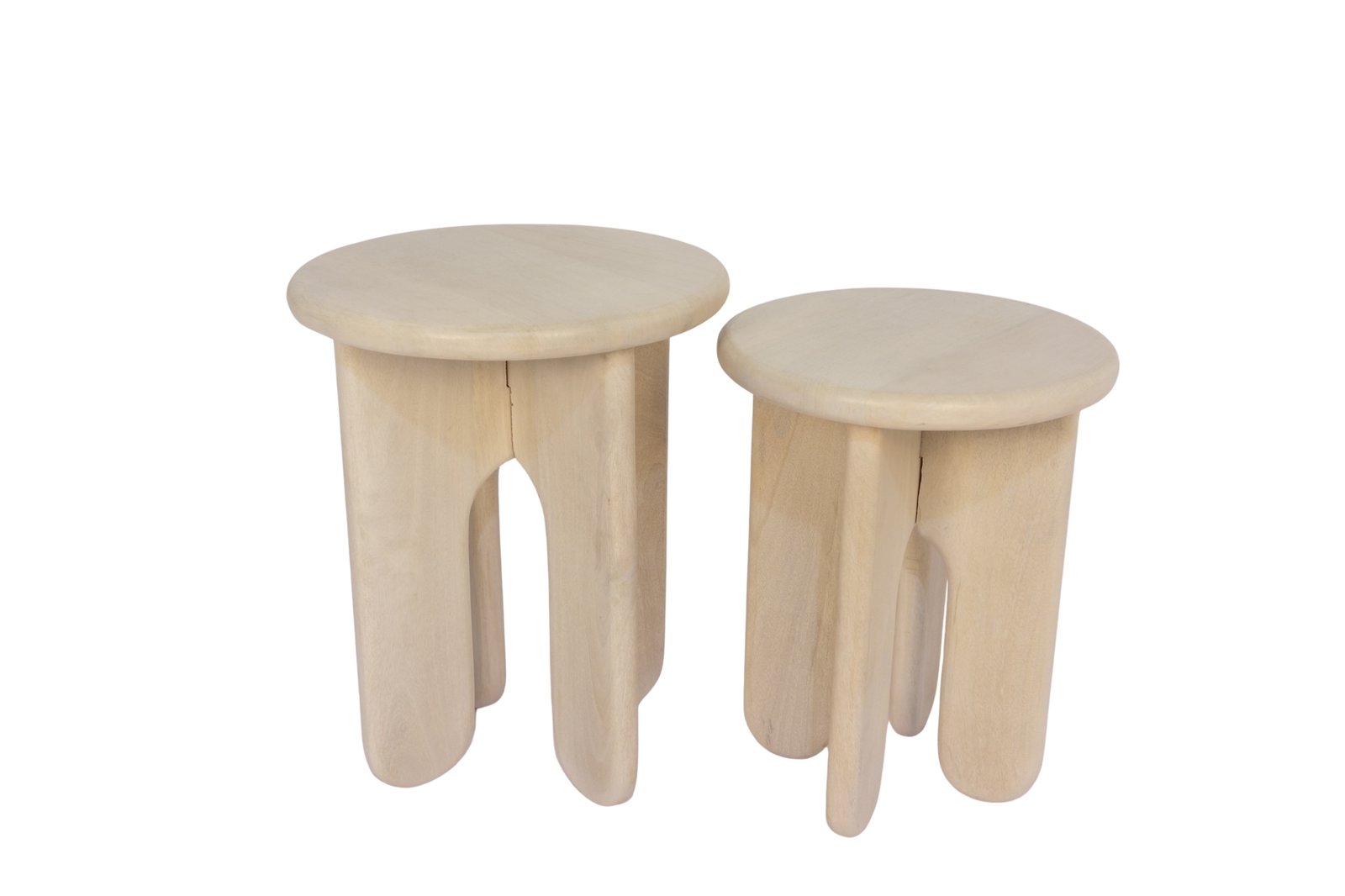 Wooden curve design set of 2 tables