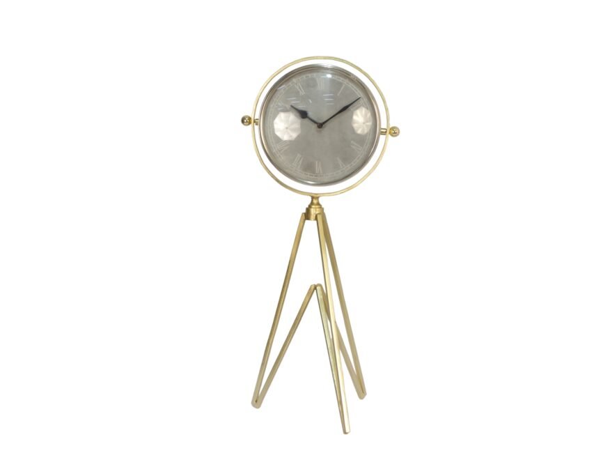 Clock on tall forged pyramid design base