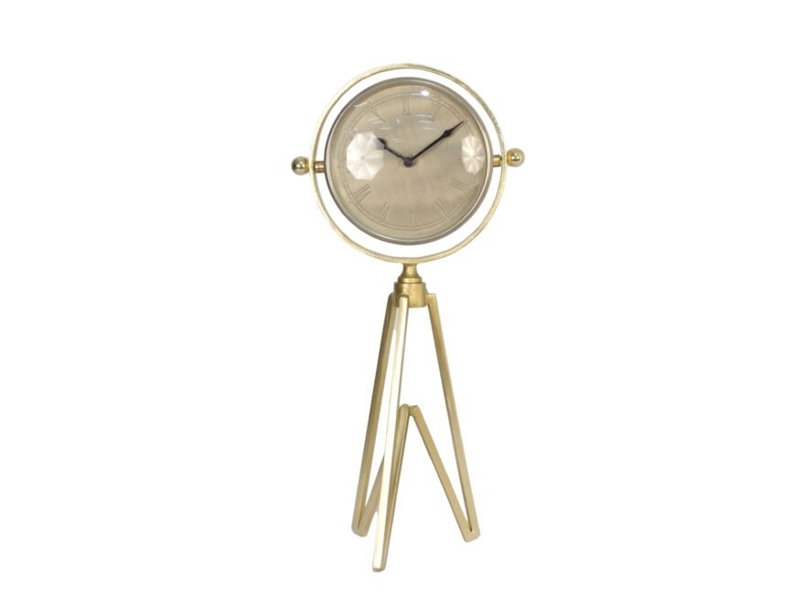 Clock on tall forged pyramid design base