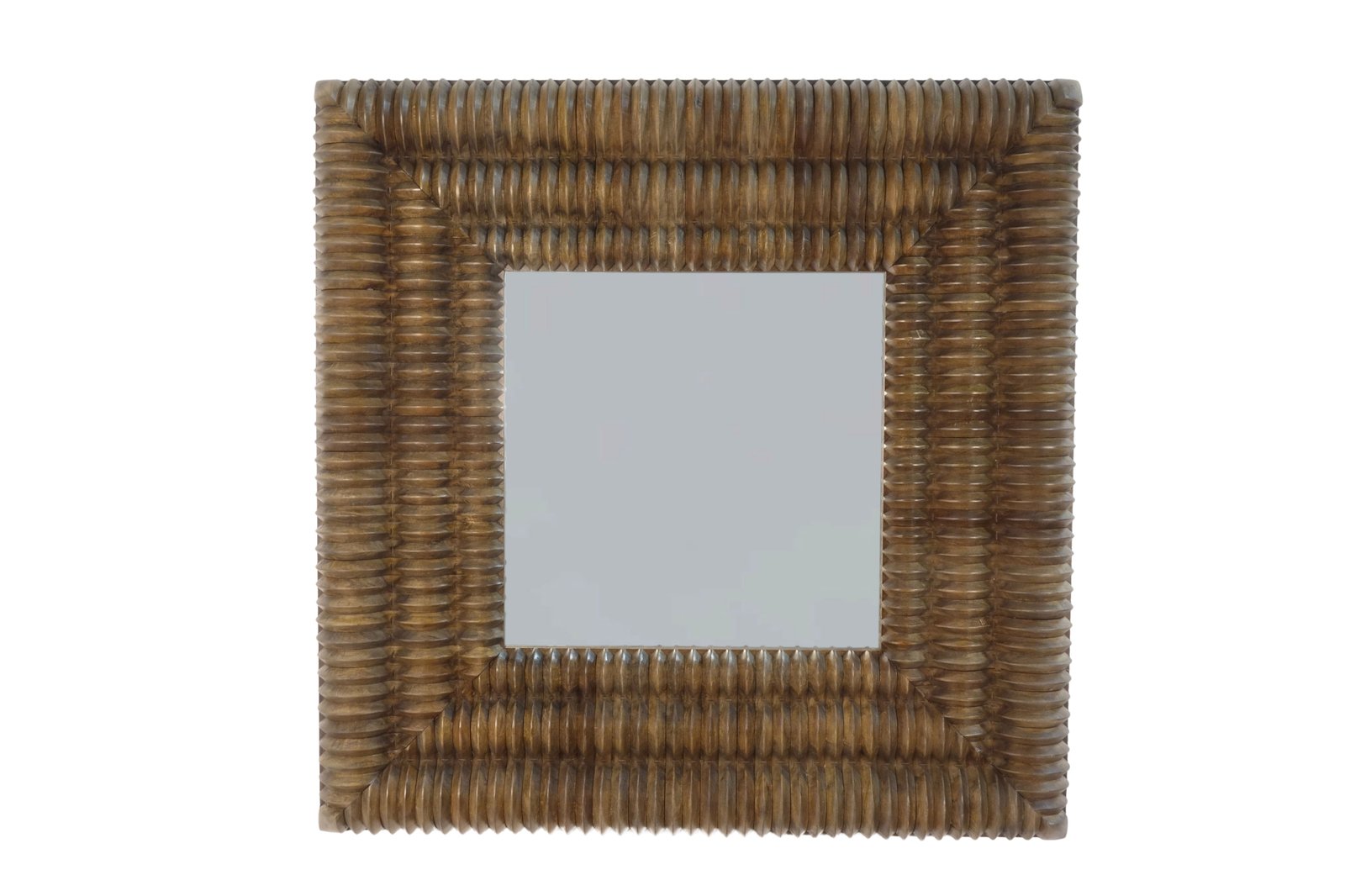 Wooden ring carved 3 step square mirror