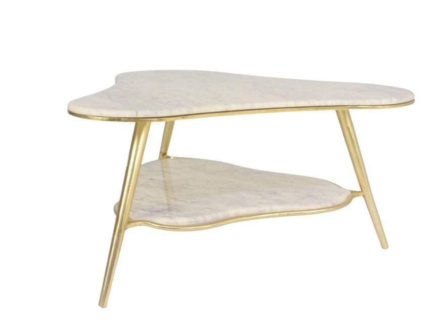 Iron abstract shape coffee table with marble tops