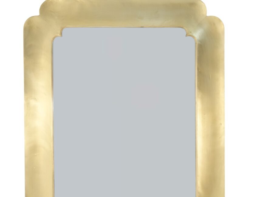 Wooden Rectangular carved design mirror with brass cladding