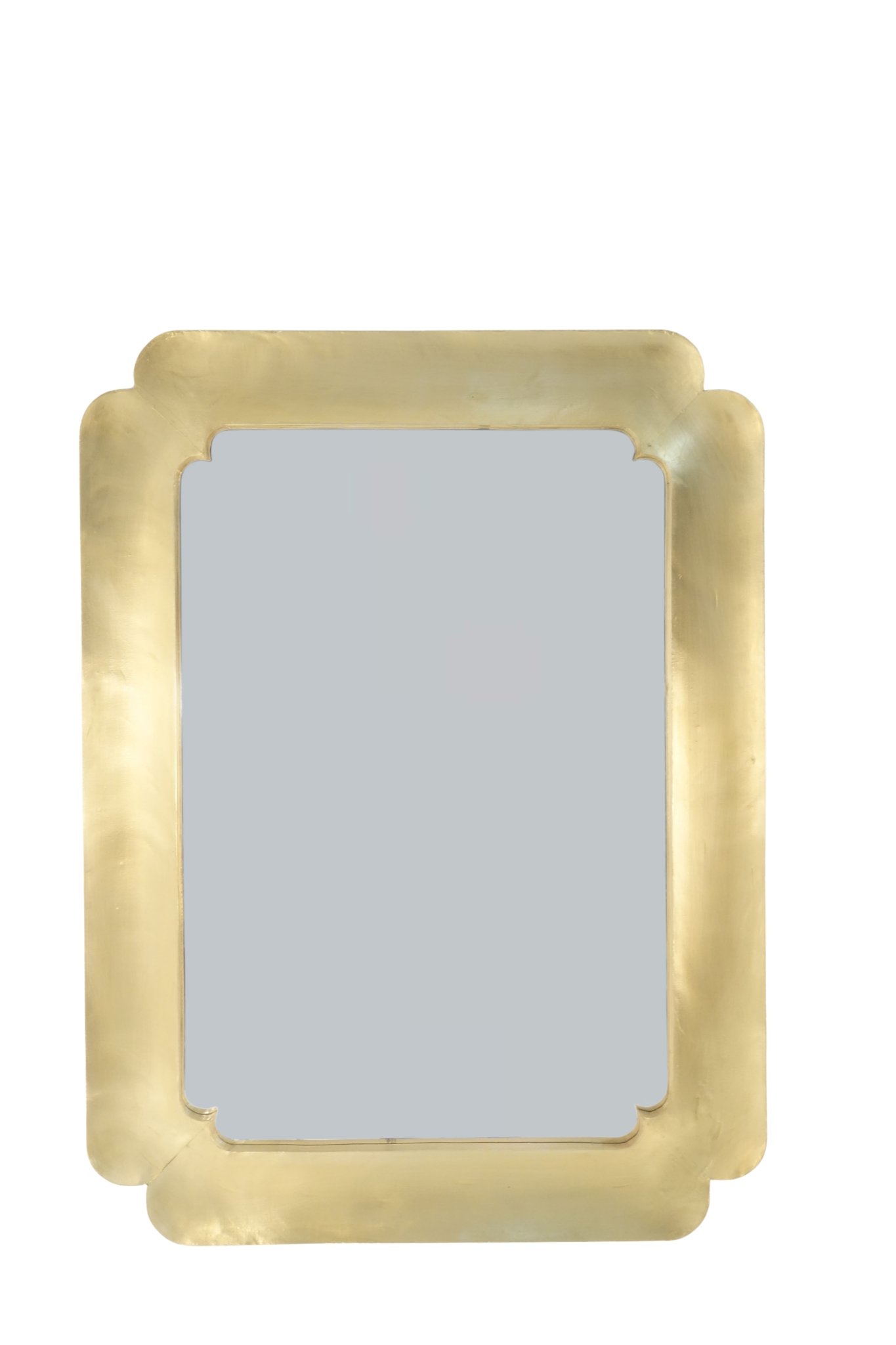 Wooden Rectangular carved design mirror with brass cladding
