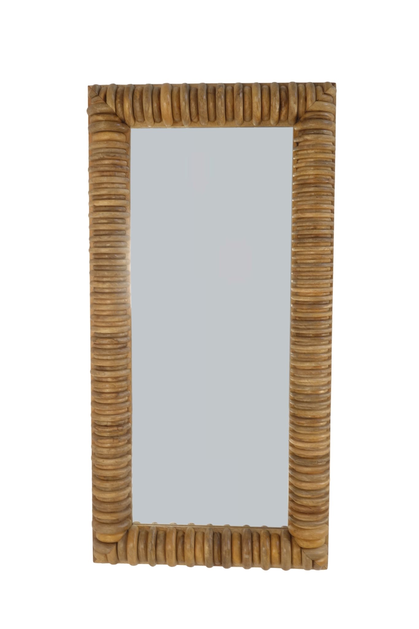 Wooden Half round multi line carved tall mirror
