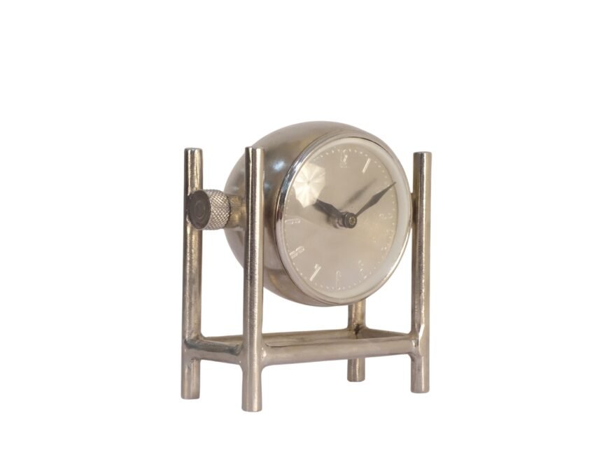 Iron round clock on forged square base