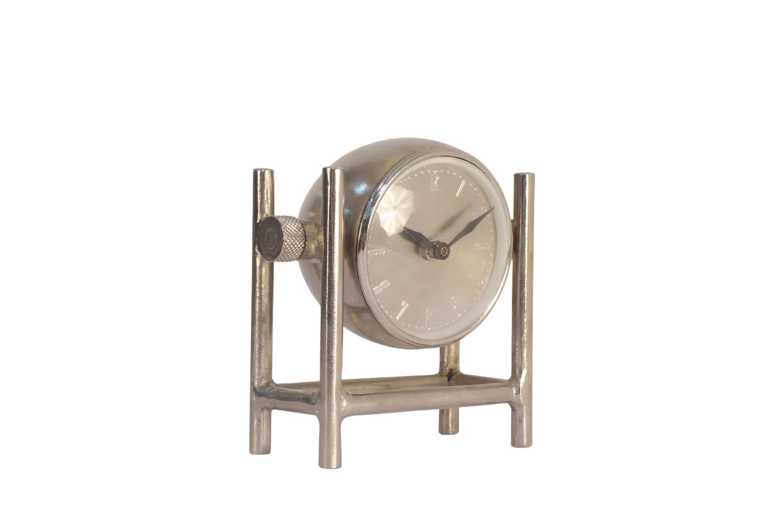 Iron round clock on forged square base