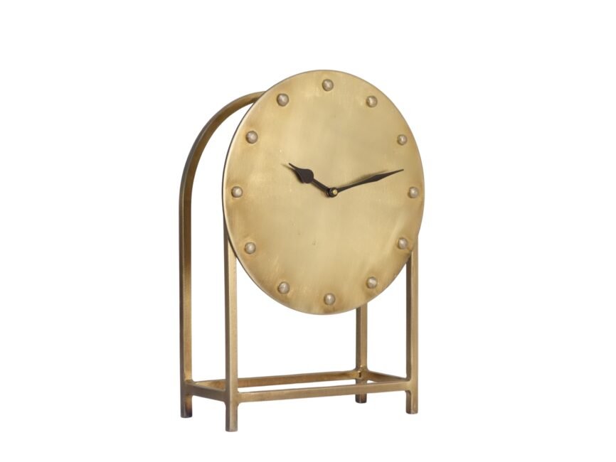 Iron rivet design clock on dome design base