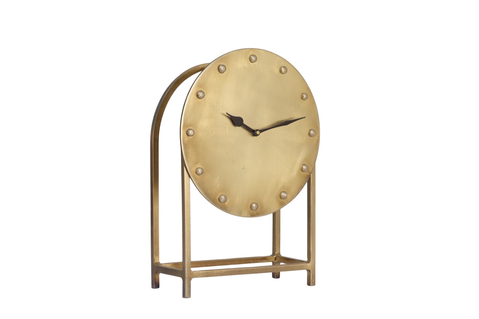 Iron rivet design clock on dome design base