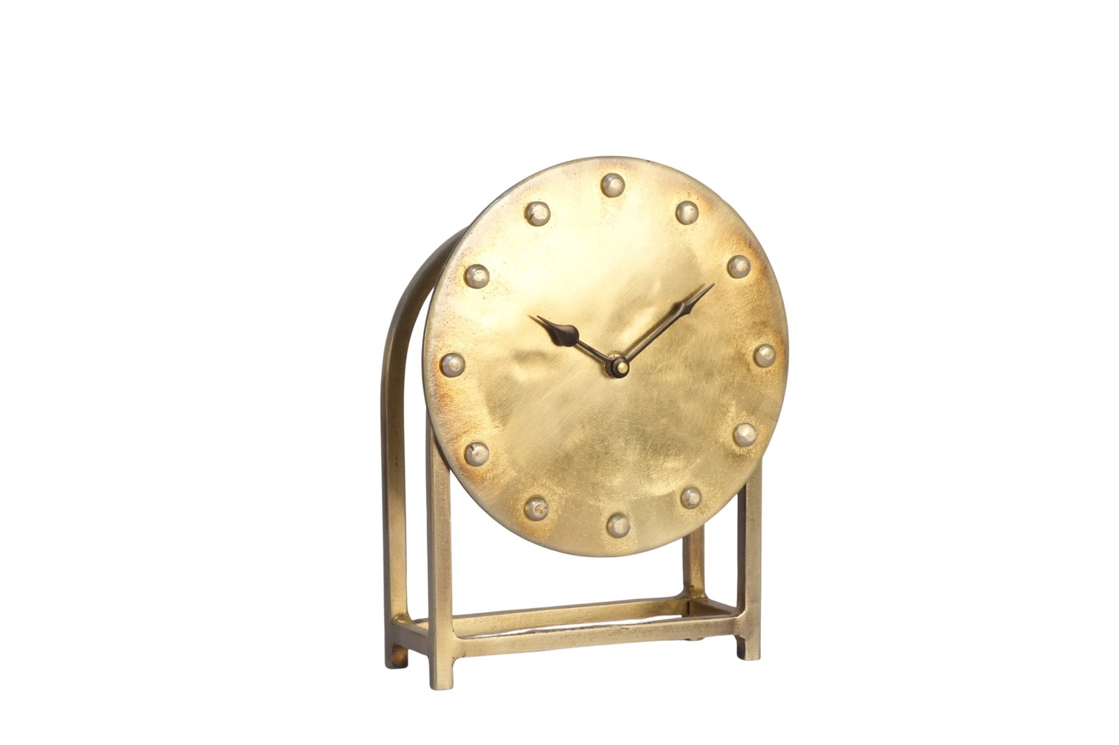 Iron rivet design clock on dome design base