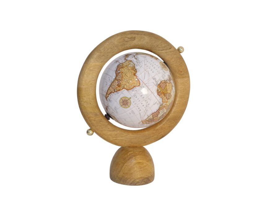 Globe on wooden ring design base
