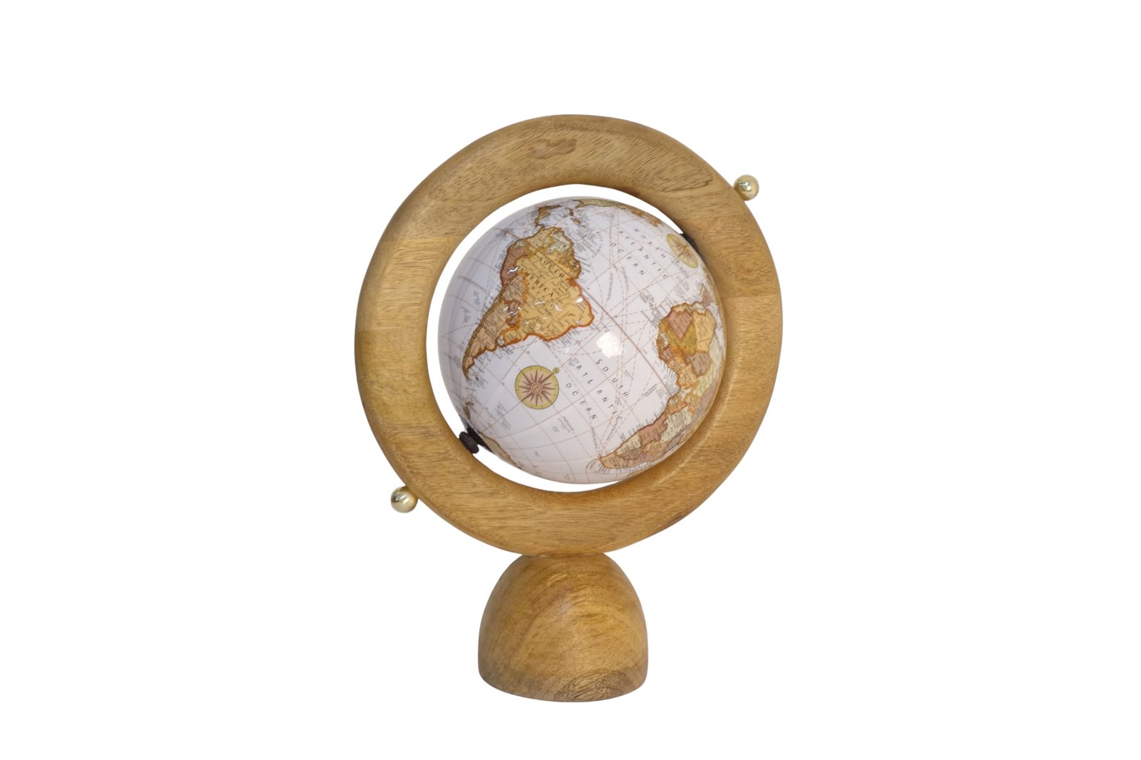 Globe on wooden ring design base