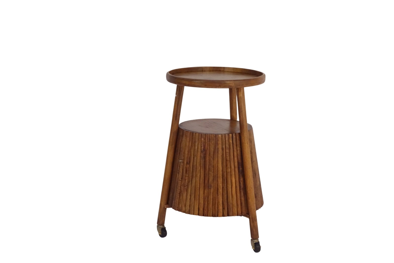 Wooden Round trolley with 2 door cabinet