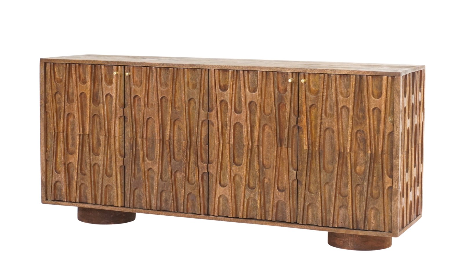 Wooden 4 door sideboard with carved retro design