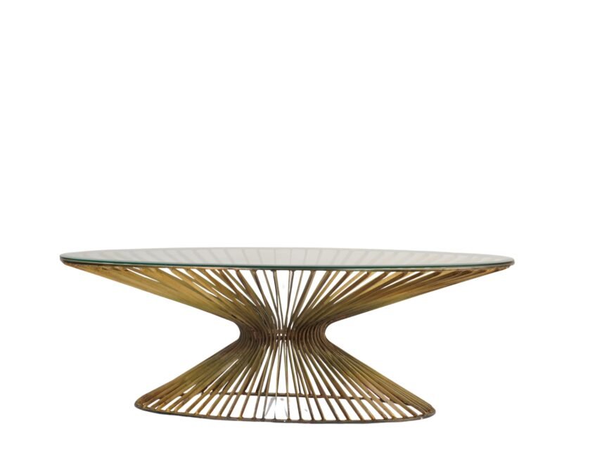 Iron Forged Oval design coffee table with Bevelled glass