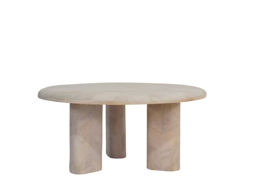 Wooden Round Chevron parqutery design Coffee Table