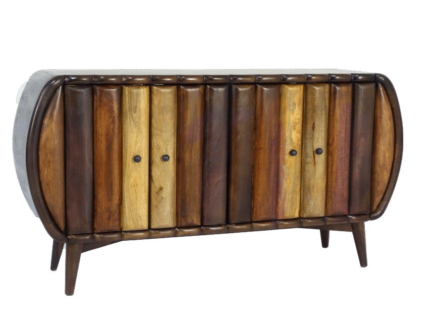 Wooden scallop design multi finish 4 door sideboard