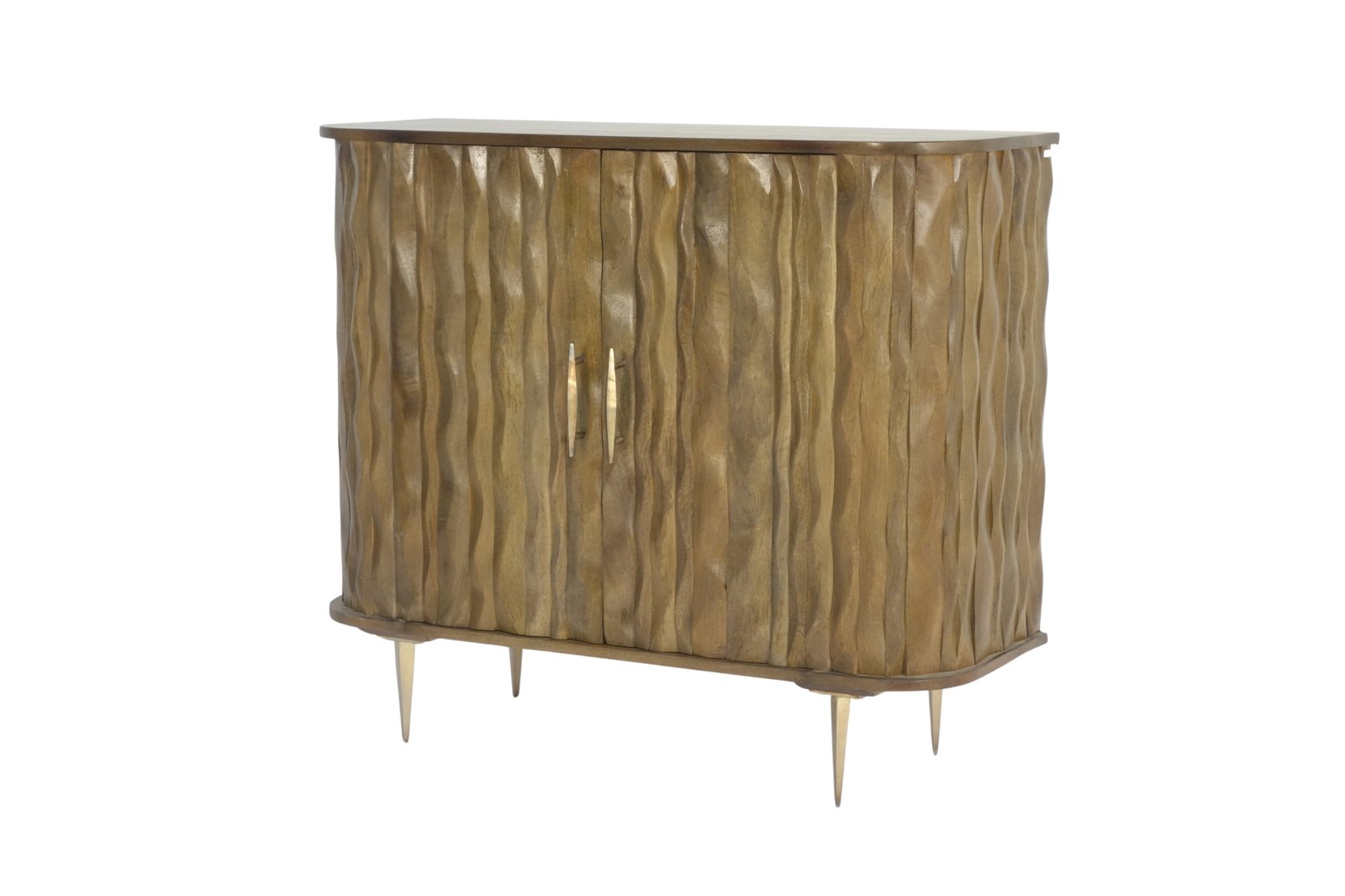 Wooden 2 door live edge carved cabinet