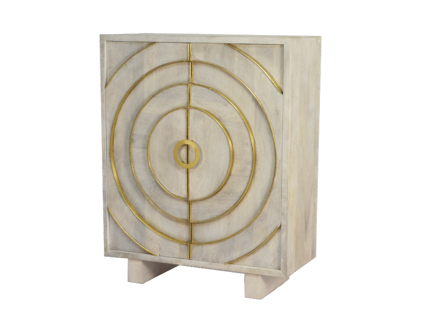 Wooden 2 Door Ring Design Cabinet