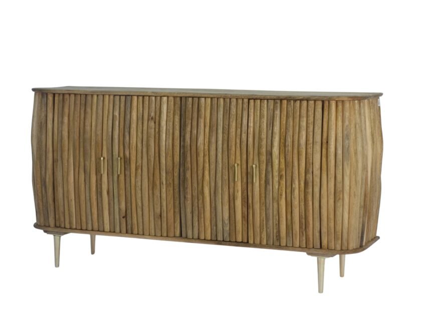 Wooden 4 door striped design sideboard