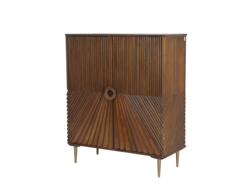 Wooden 2 Door 3D stripe design cabinet