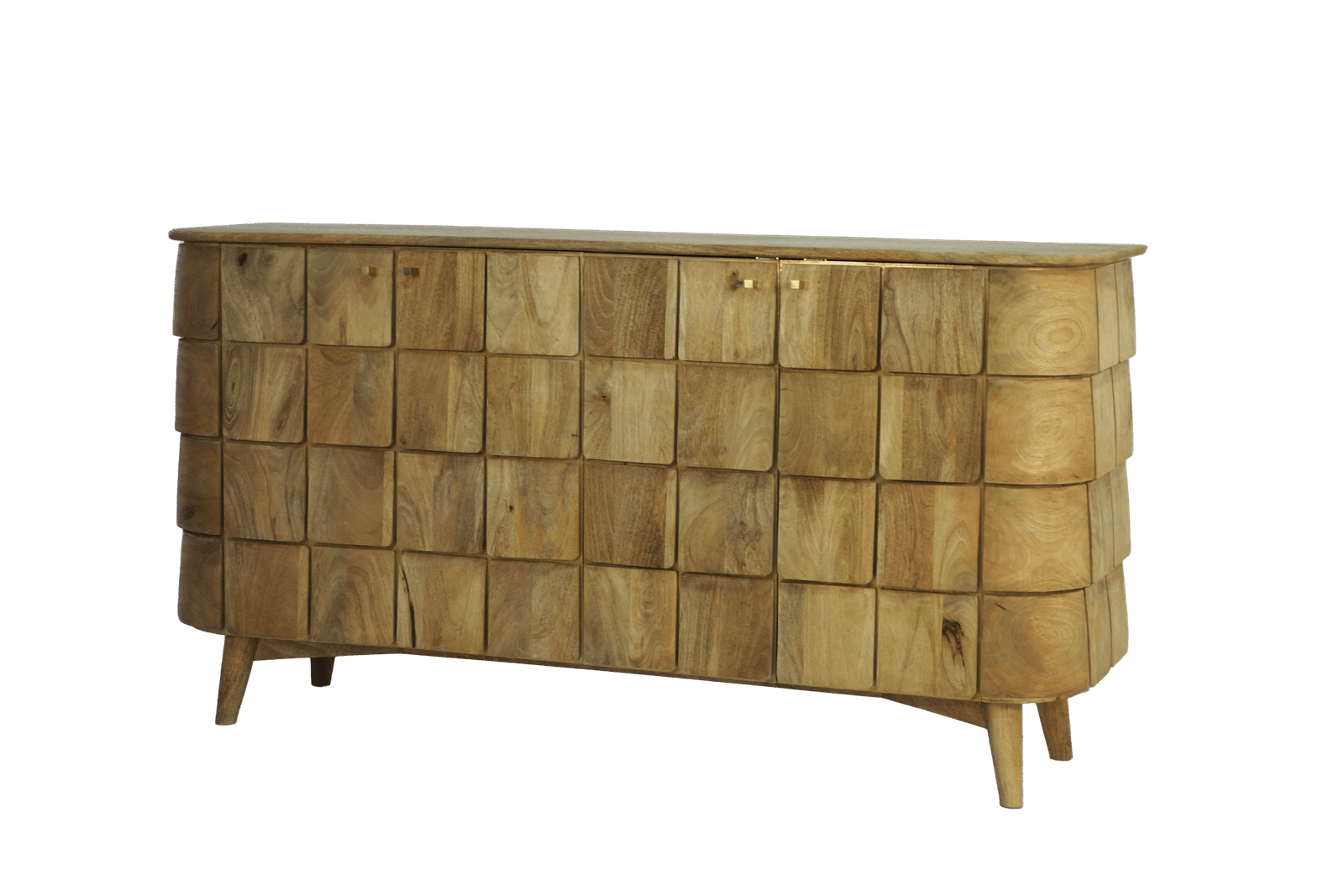 Wooden square tile design sideboard with brass cladding