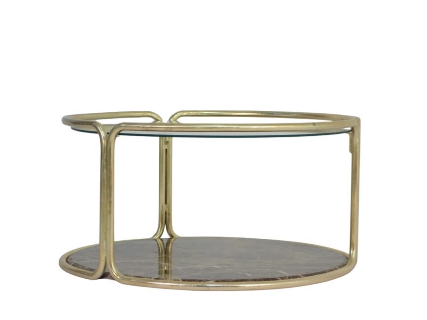 Iron Forged coffee table with glass top and Empadore marble