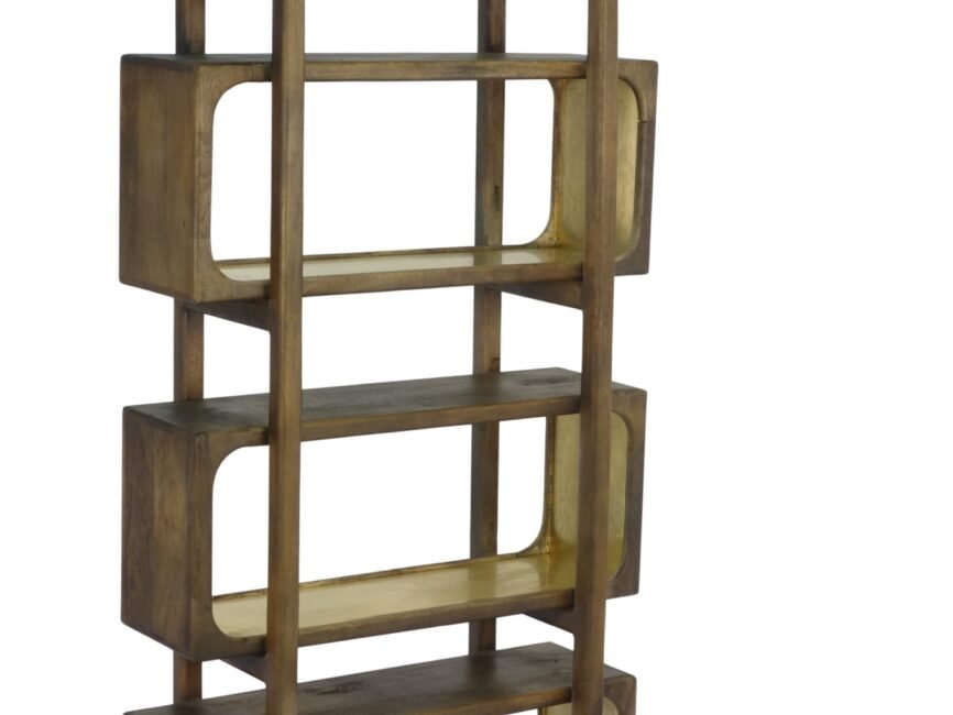 Wooden tall rectangular cube design shelf