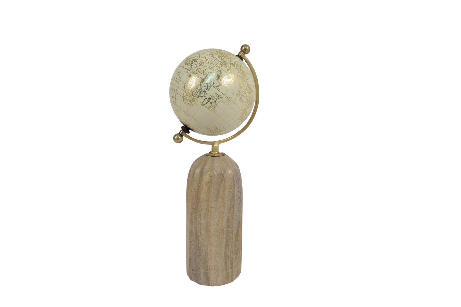 Globe on wooden carved pillar base