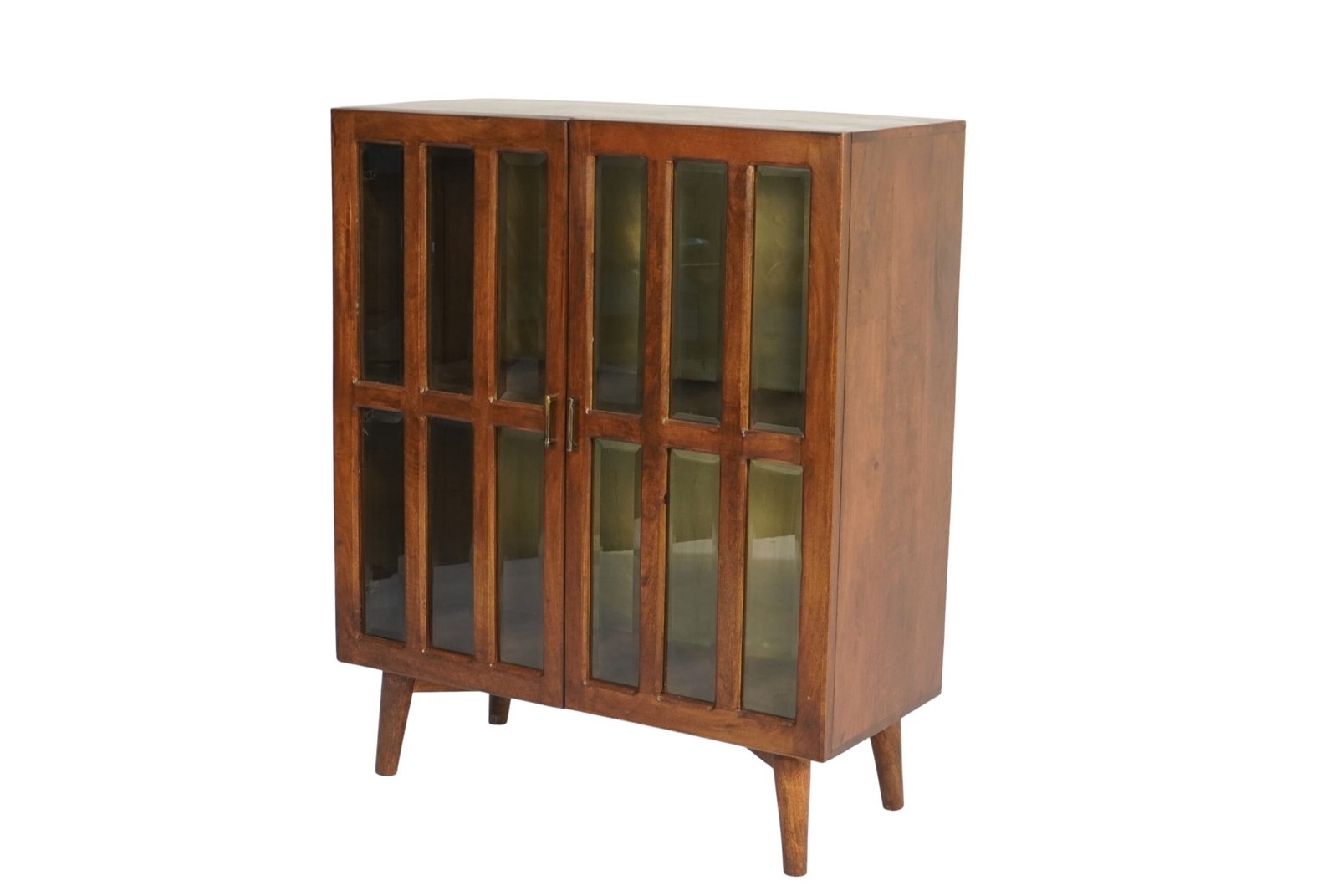 Wooden bevelled glass window design cabinet