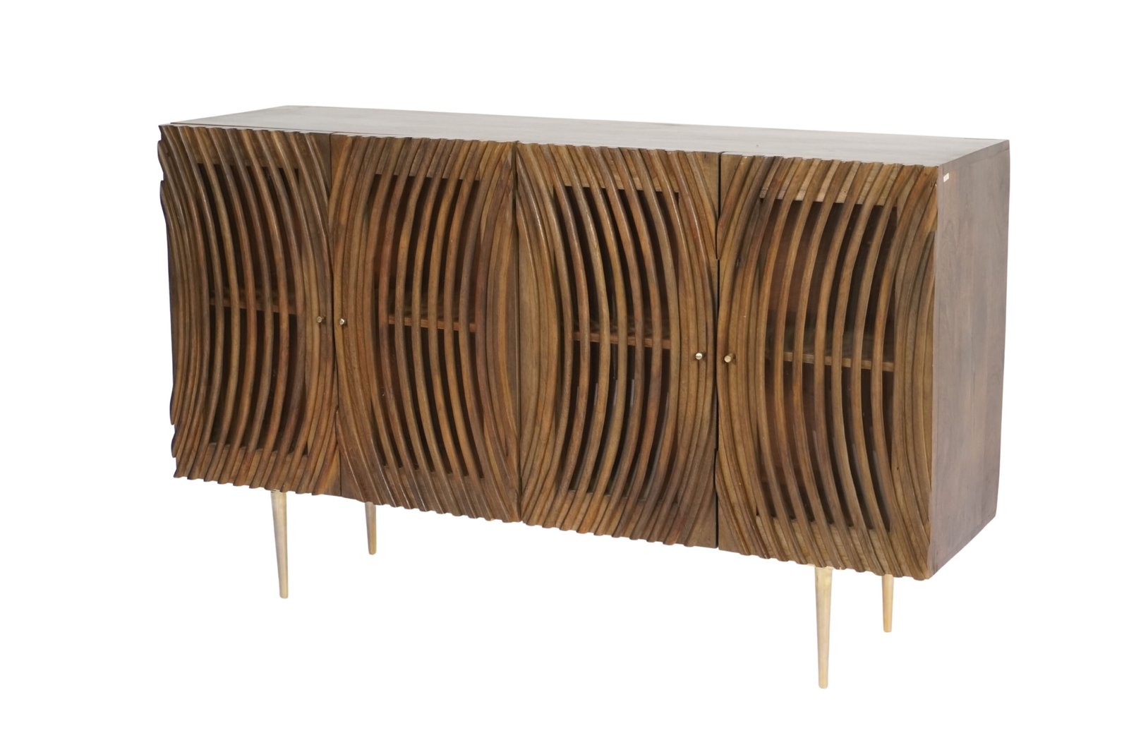 Wooden 4 door lattice work on glass door sideboard