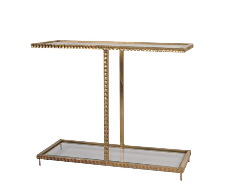 Iron dimple design forged console with glass tops