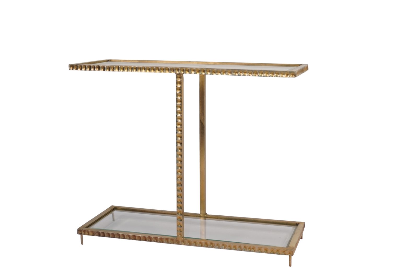 Iron dimple design forged console with glass tops