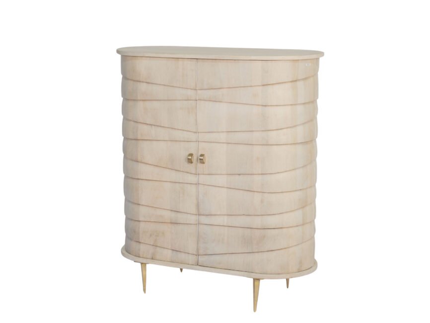 Wooden 2 Door Step Design Cabinet