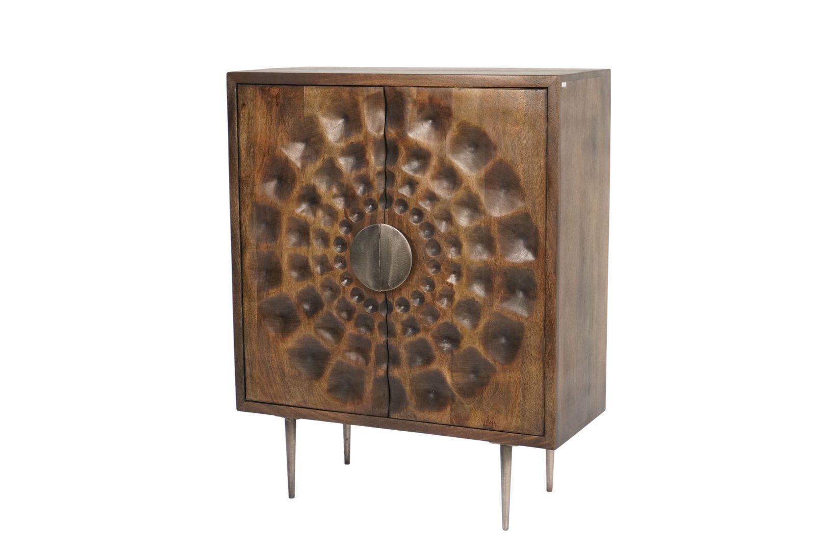 Wooden layer carved capsule shape cabinet