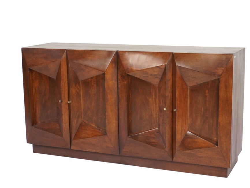 Wooden 3D Diamond design 4 door sideboard