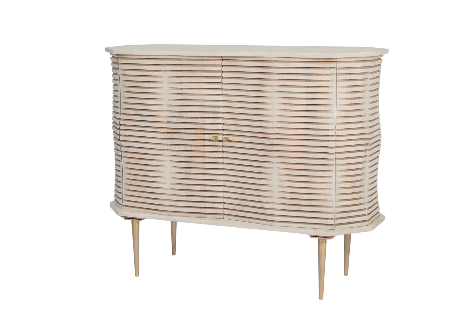 Wooden groove design cabinet on stand