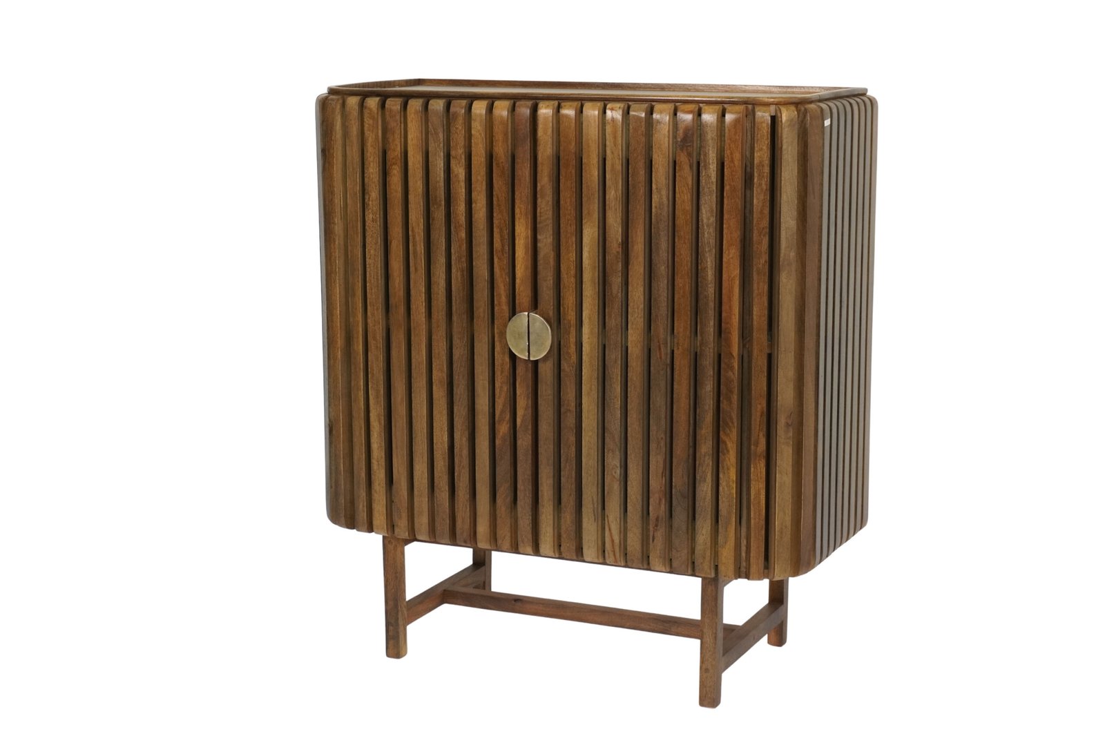 Wooden circle carved sunburst design 2 door cabinet