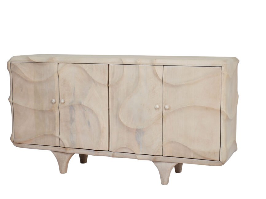 Wooden abstract carved 4 door sideboard