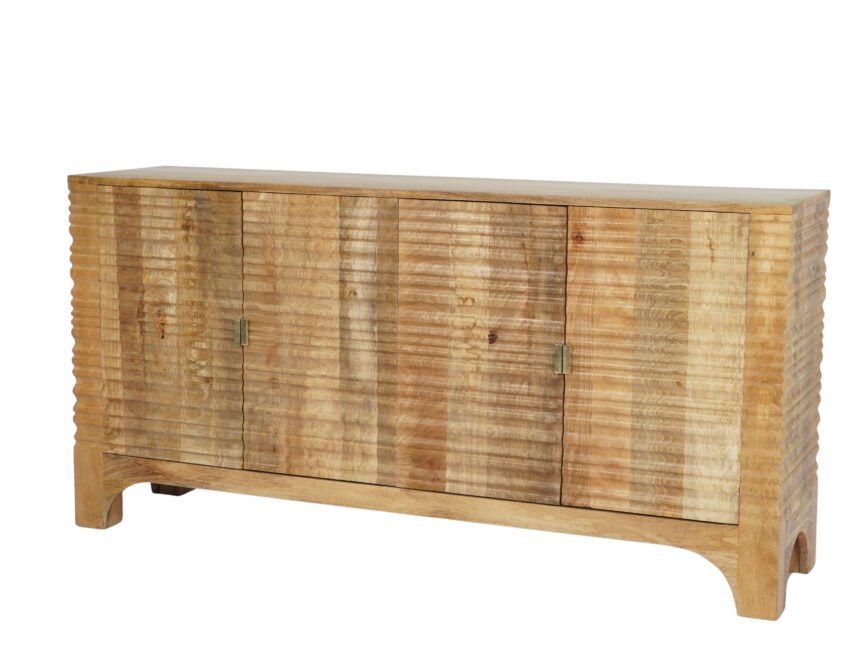 Wooden carved pillar design 4 door sideboard