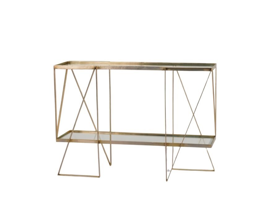 Iron forged grill design console with glass tops