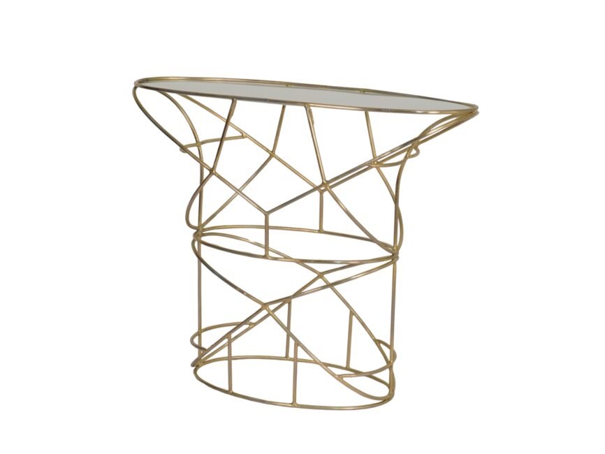 Iron Forged oval console with glass top