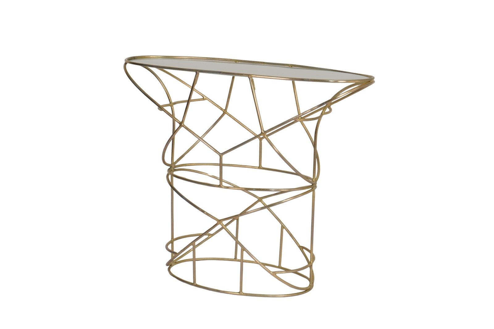 Iron Forged oval console with glass top
