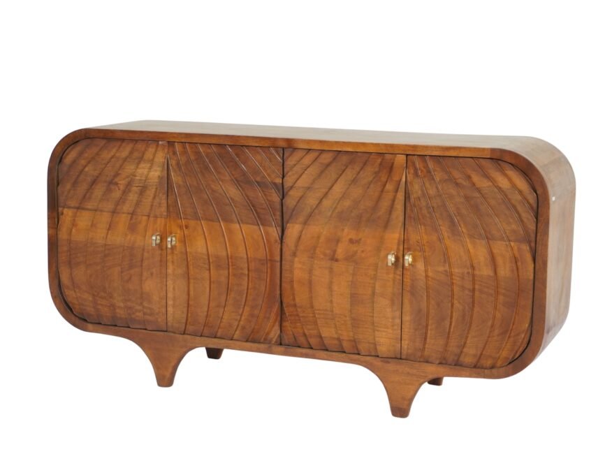 Wooden lotus design 4 door sideboard