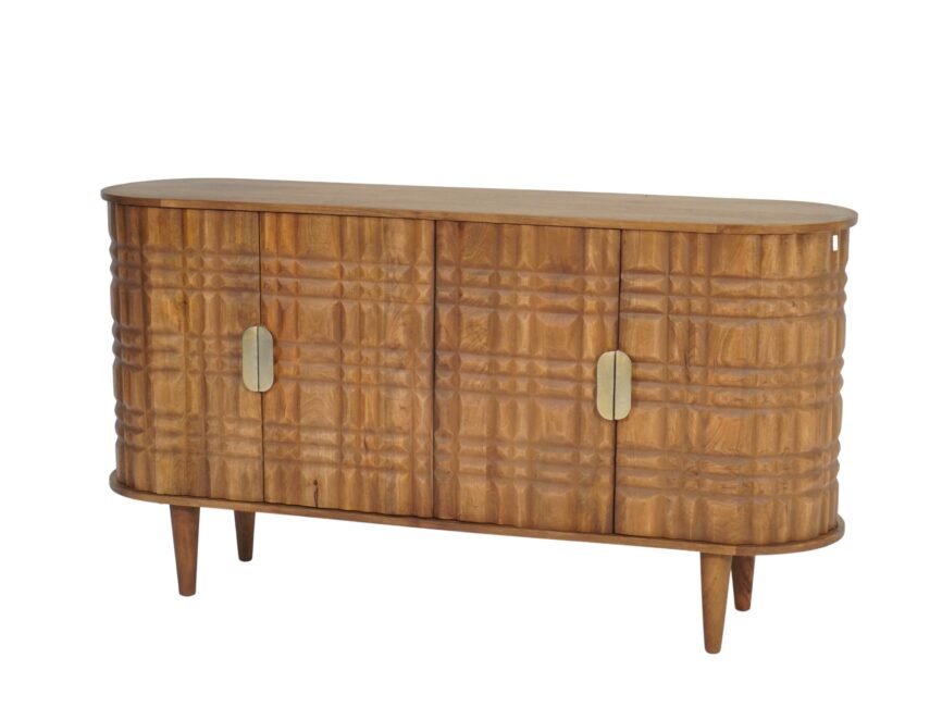 Wooden capsule share striped design 4 door sideboard