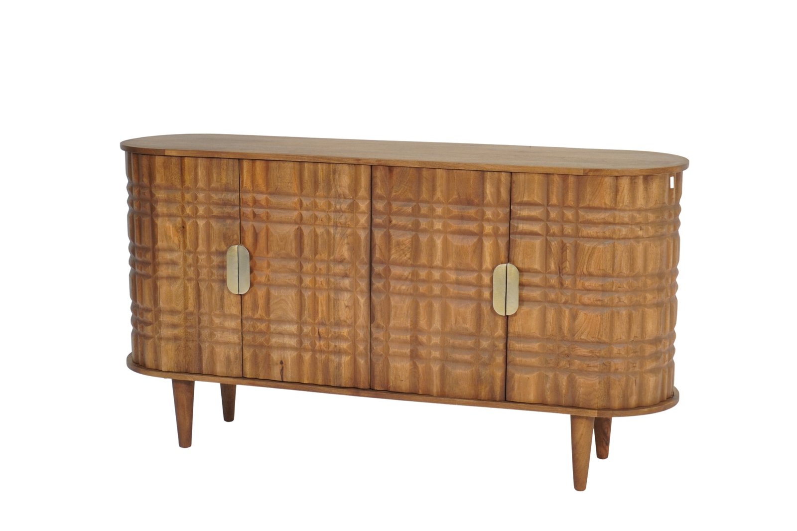 Wooden capsule share striped design 4 door sideboard