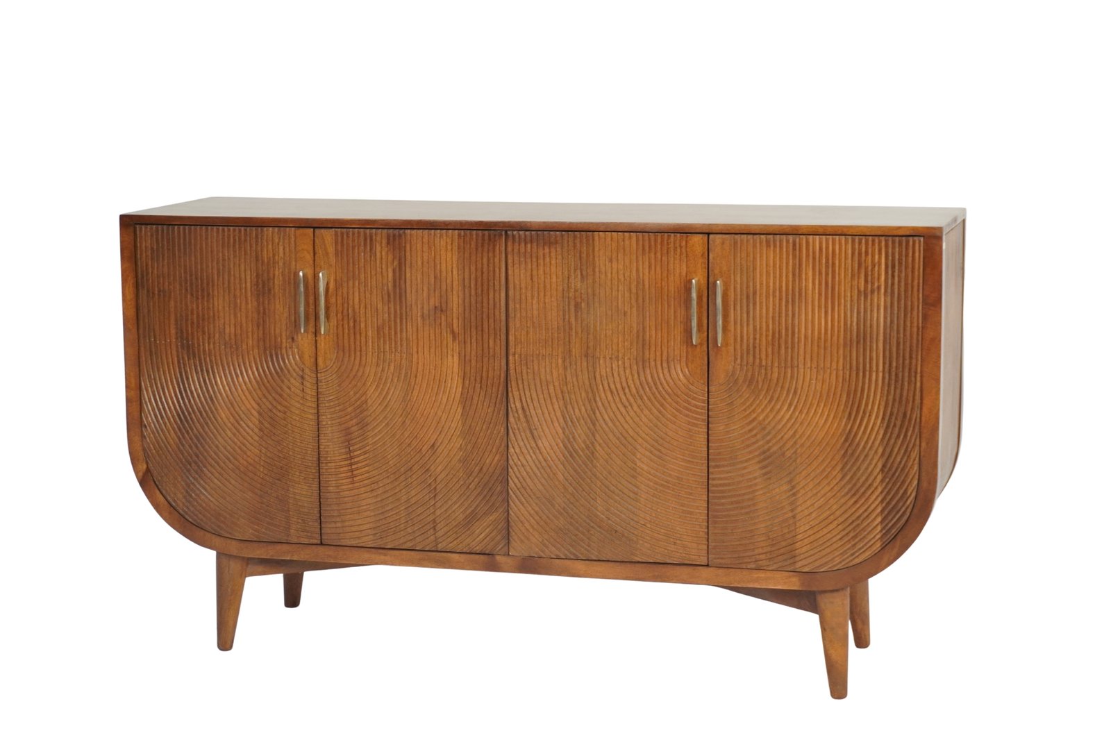 Wooden horseshoe design carved 4 door sideboard