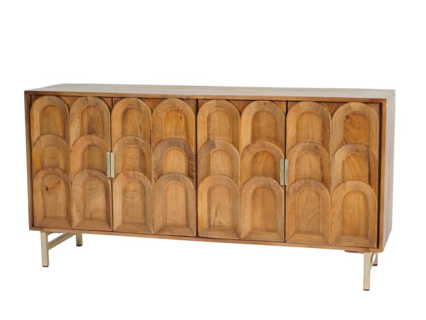 Wooden multi arch design 4 door sideboard